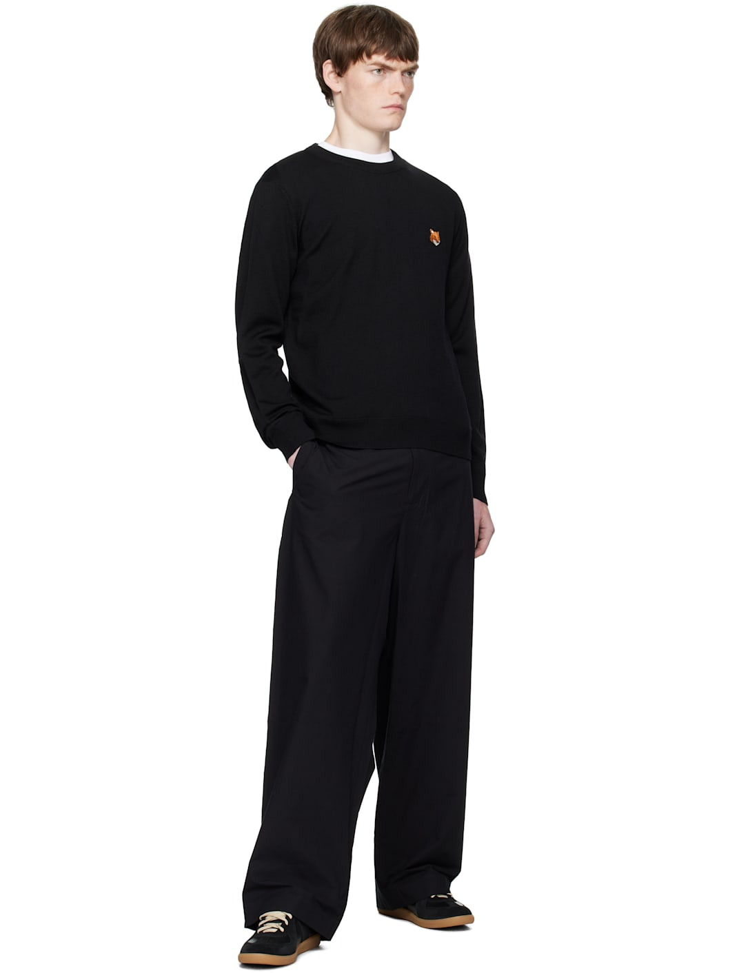 Black Bold Fox Head Patch Regular Sweater - 4