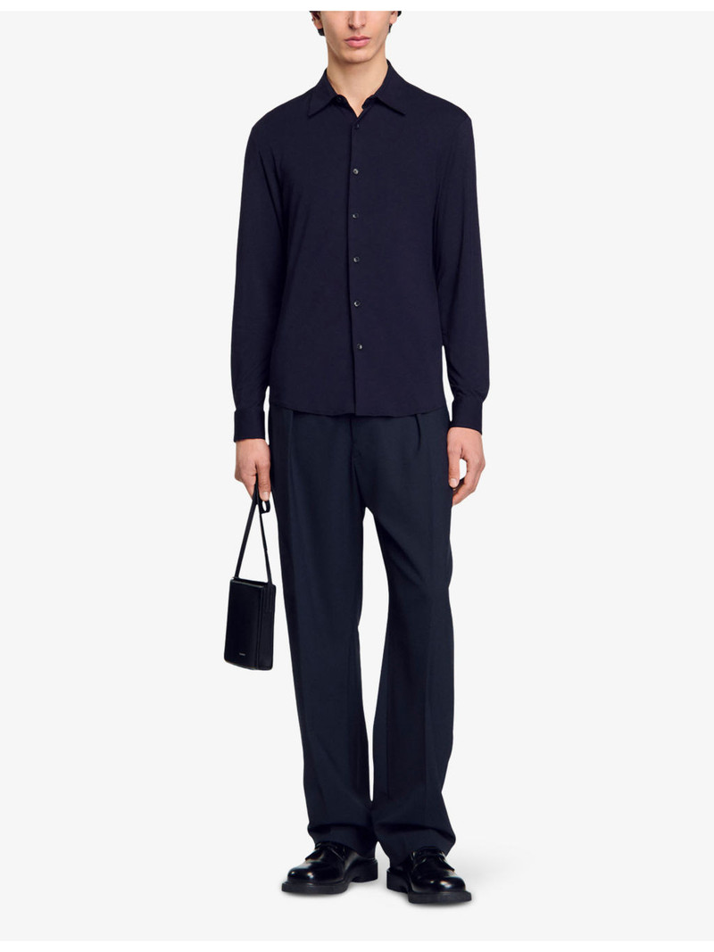 Sandro Long-Sleeved Stretch-Jersey Shirt outlook