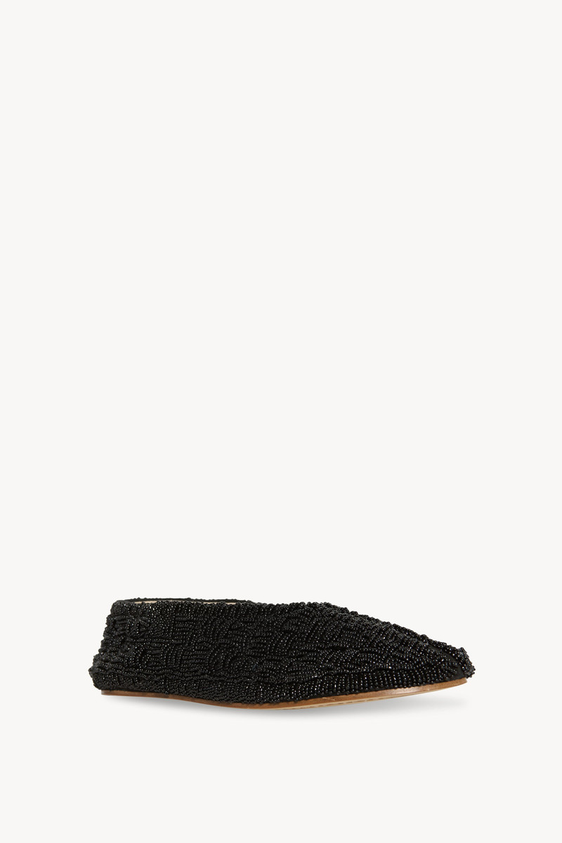 The Row Embroidered Stella Slipper in Leather and Glass outlook