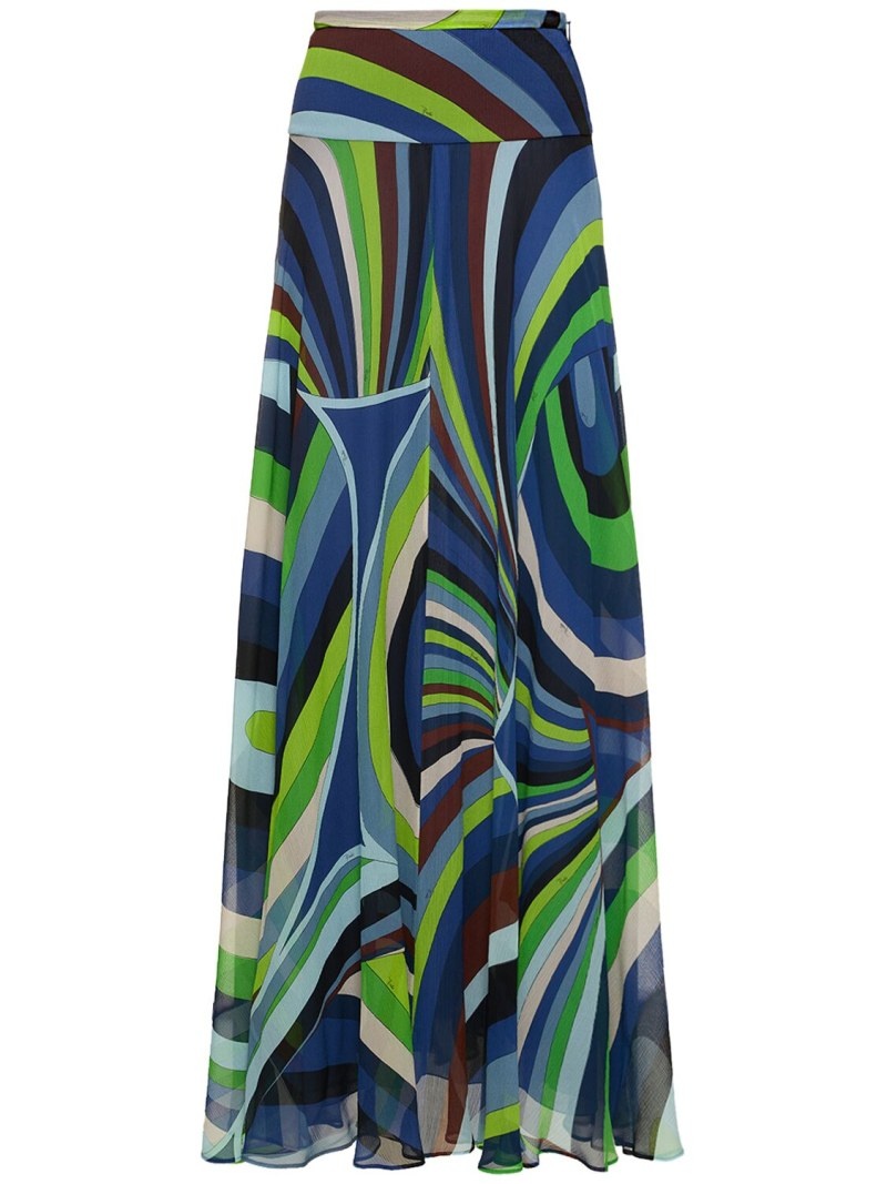 Iride high rise silk chiffon maxi skirt - 5