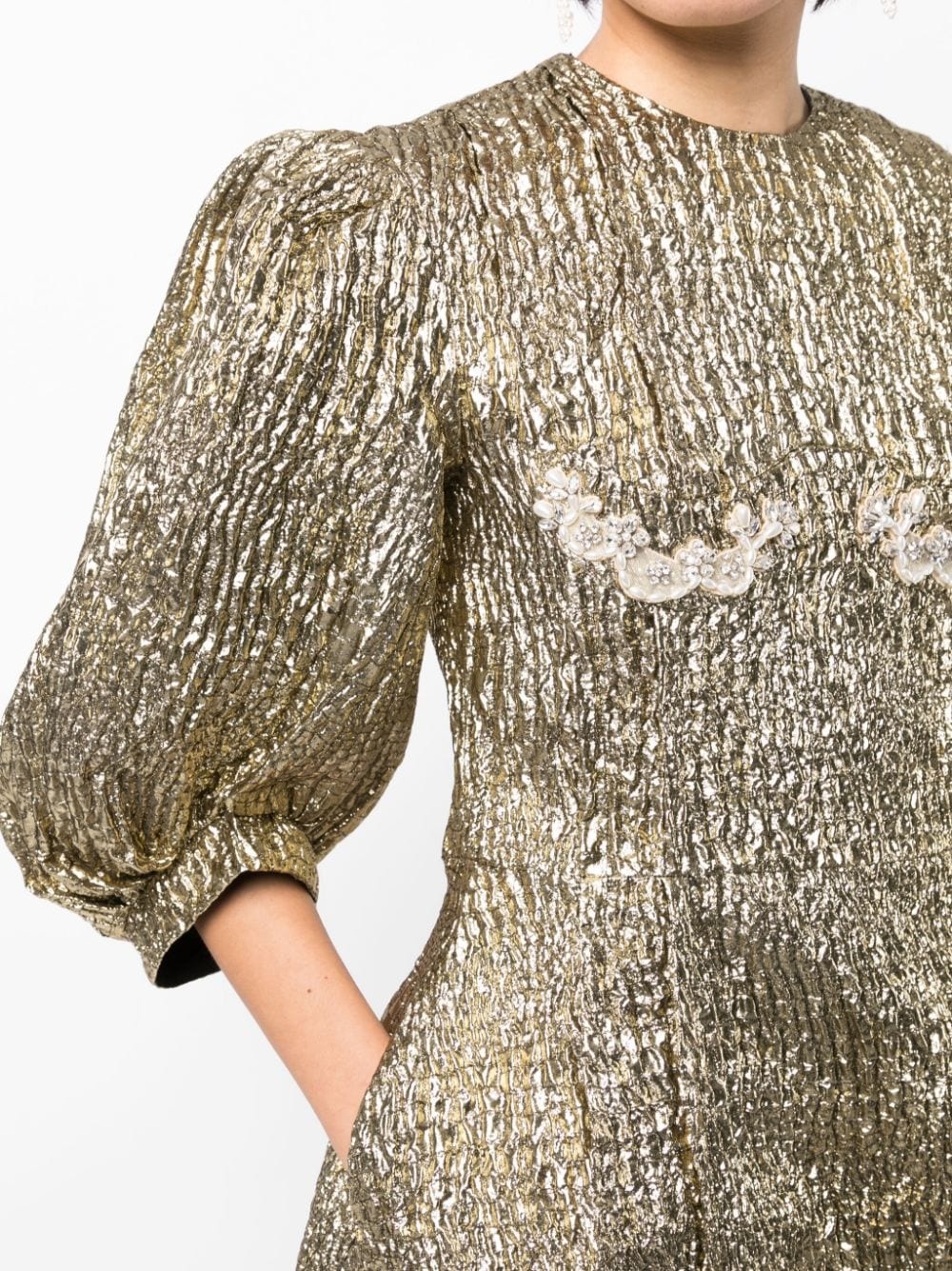 crystal-embellished cloquÃ© midi dress - 5