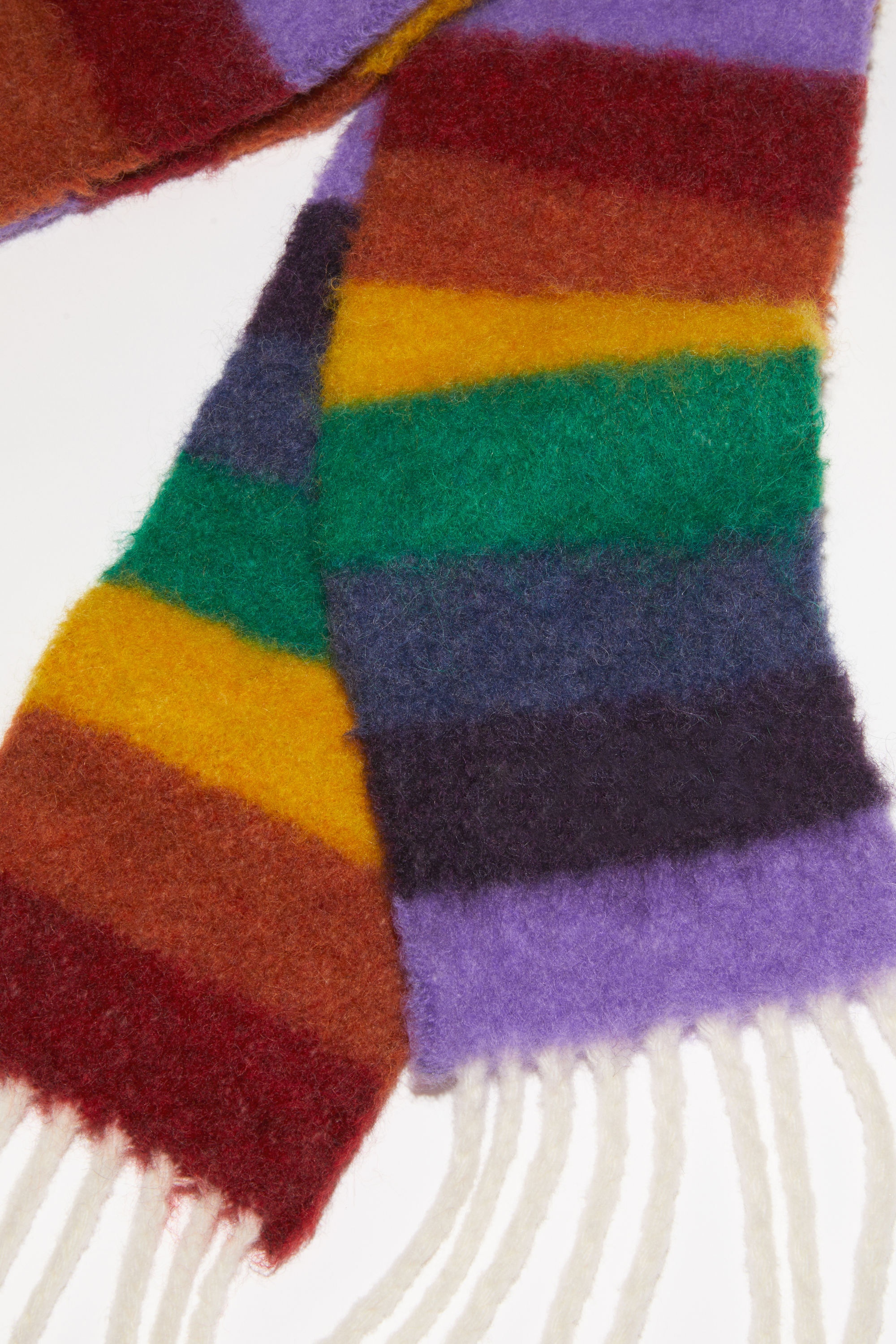Wool-blend stripe long slim scarf - Yellow/purple/green - 4