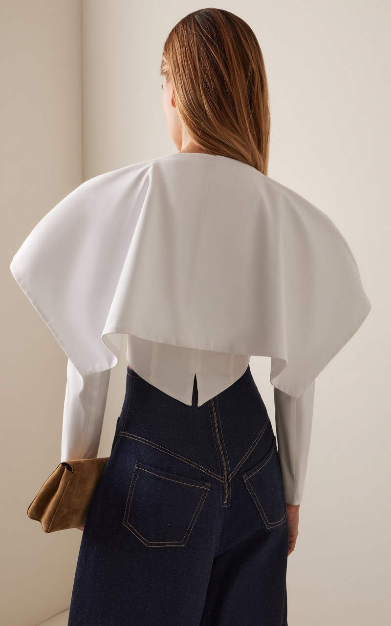 Collared Stretch-Poplin Cropped Blazer white 4