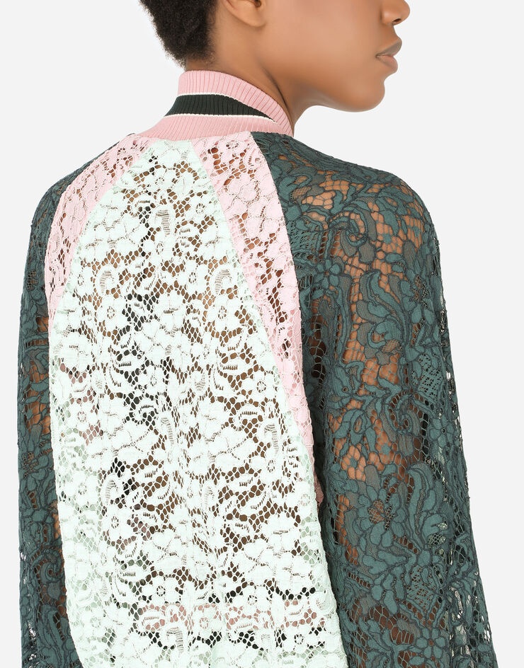 Lace bomber jacket with contrasting trims - 5