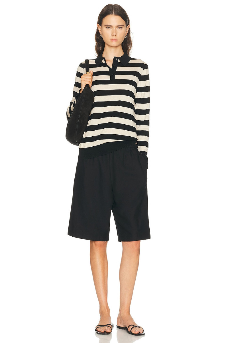 Enza Costa Stripe Silk Knit Polo Sweater outlook