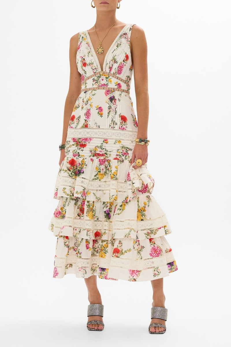 CAMILLA TIERED RUFFLE HEM DRESS outlook