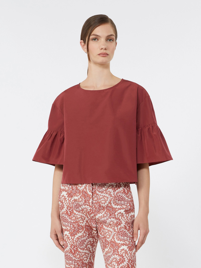BREAK Cotton taffeta cropped blouse - CHERRY 3