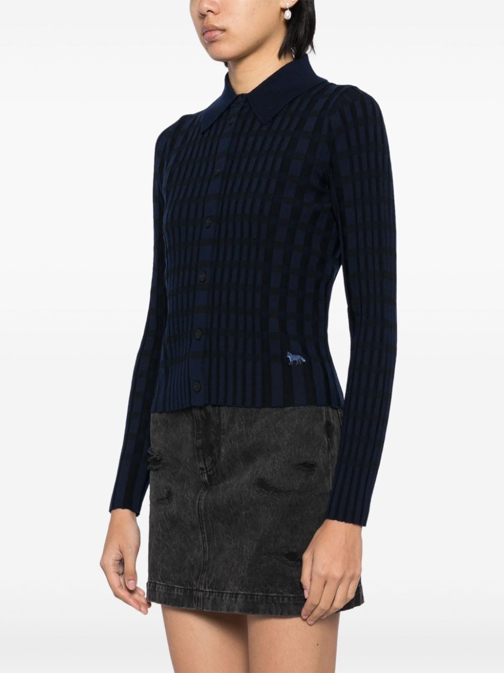 checked knitted shirt - 3