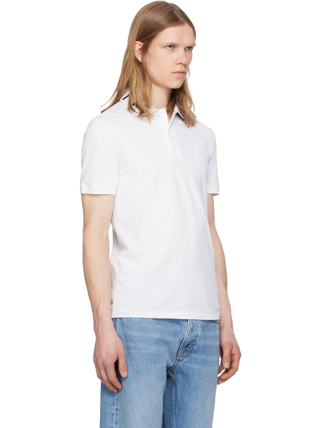 White Slim Fit Branded Polo - 2