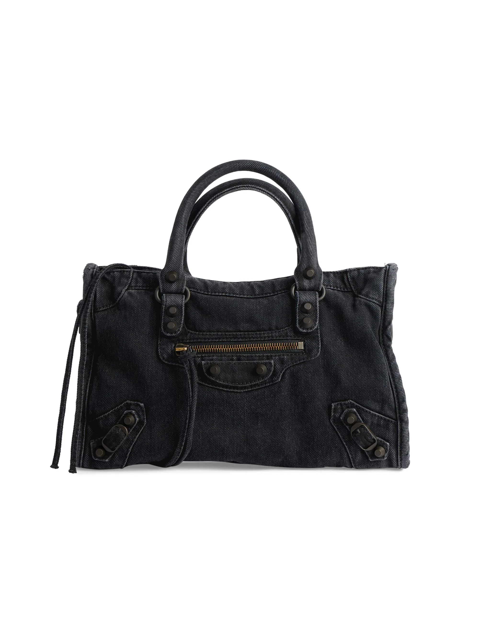 Women's Le City Denim Top Handle Bag - Black - 1