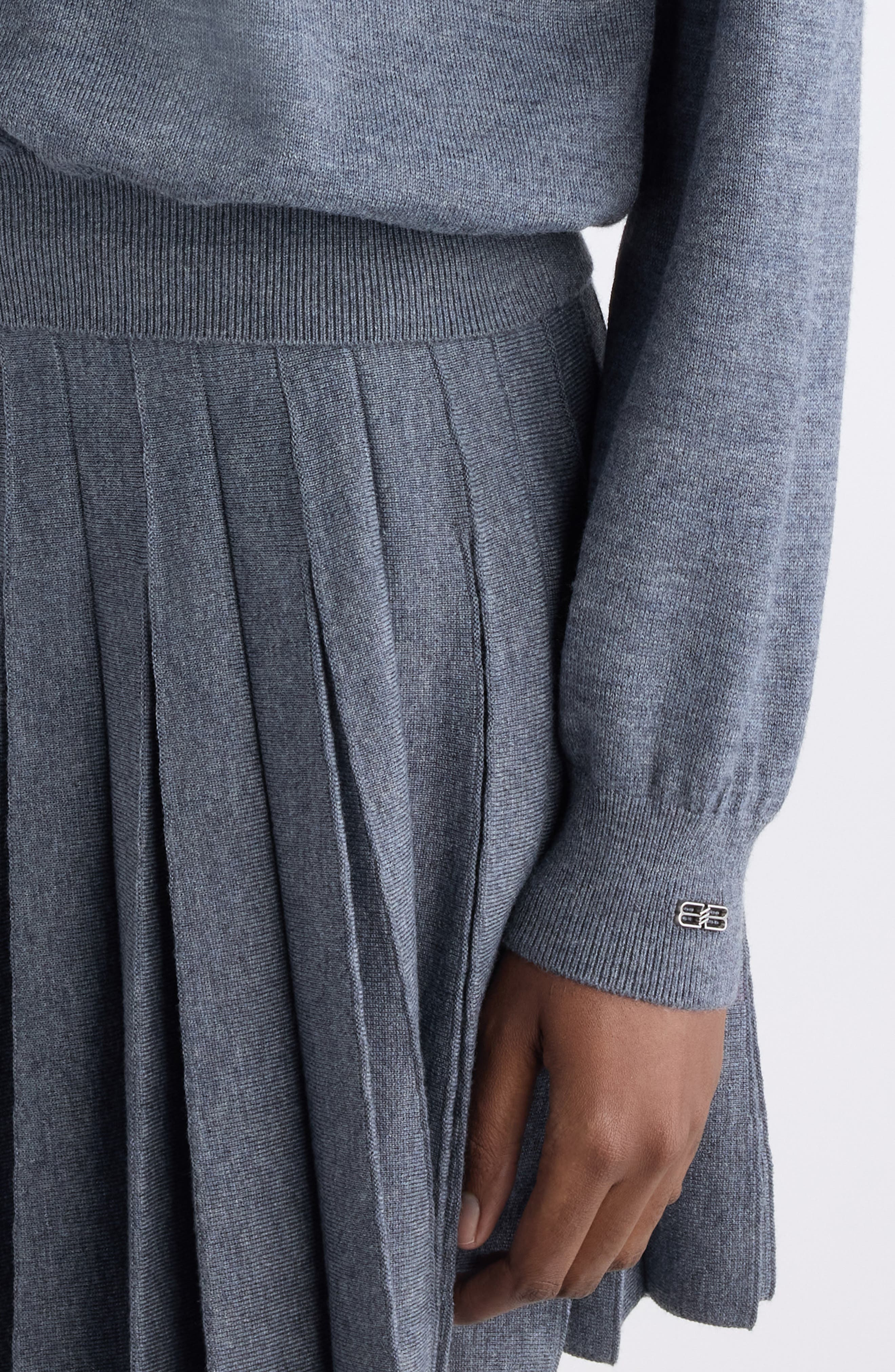 Balenciaga Wool V-Neck Sweater in 1167 Heather Grey at Nordstrom - 5