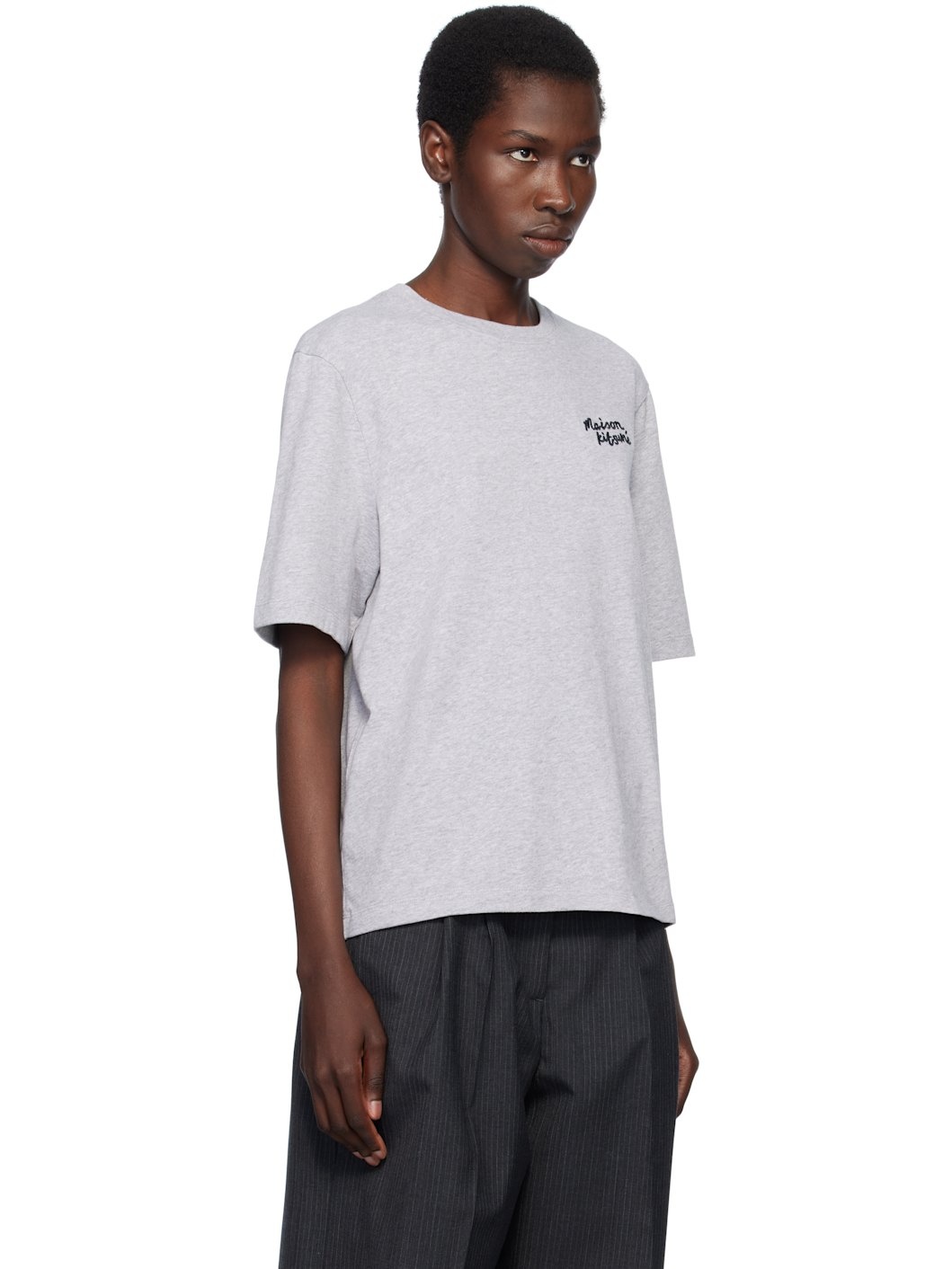 Gray 'Maison Kitsuné' Handwriting Comfort T-shirt - 2
