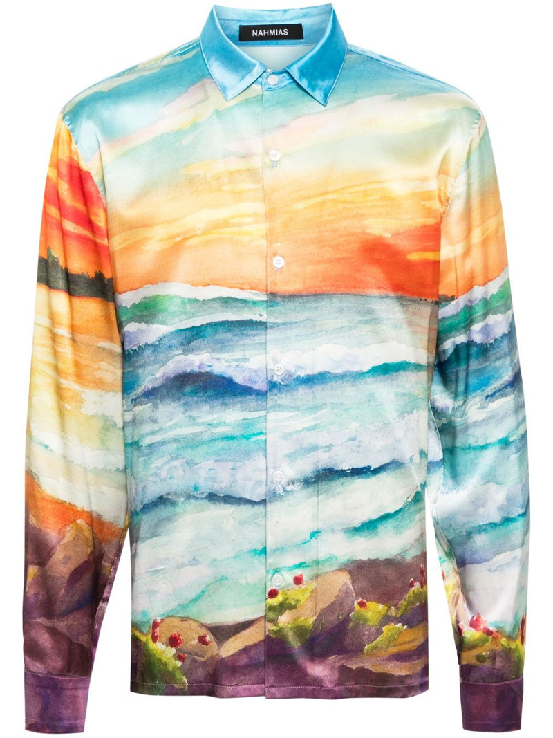 abstract-print silk shirt 1