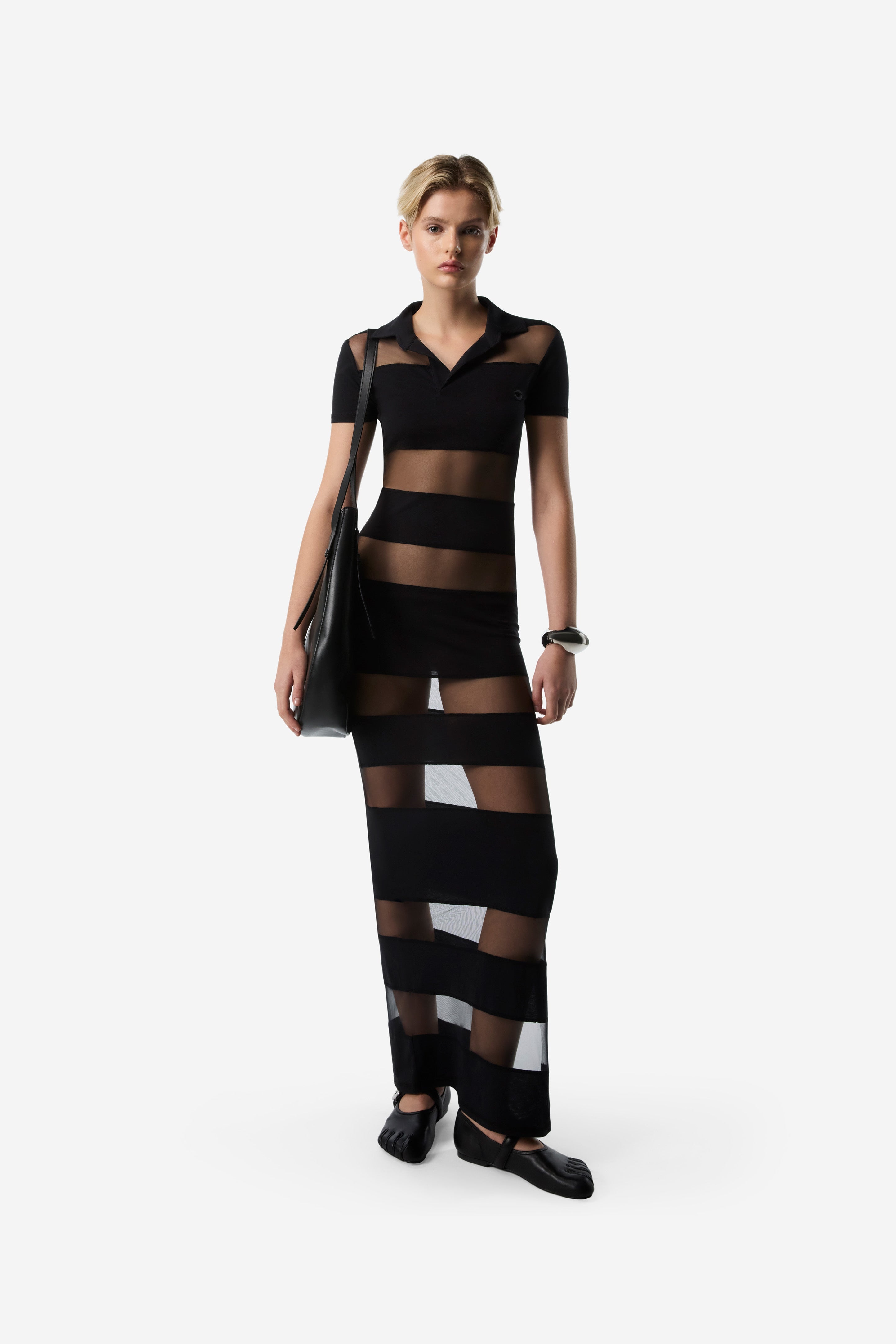 Striped Sheer Polo Dress - 2