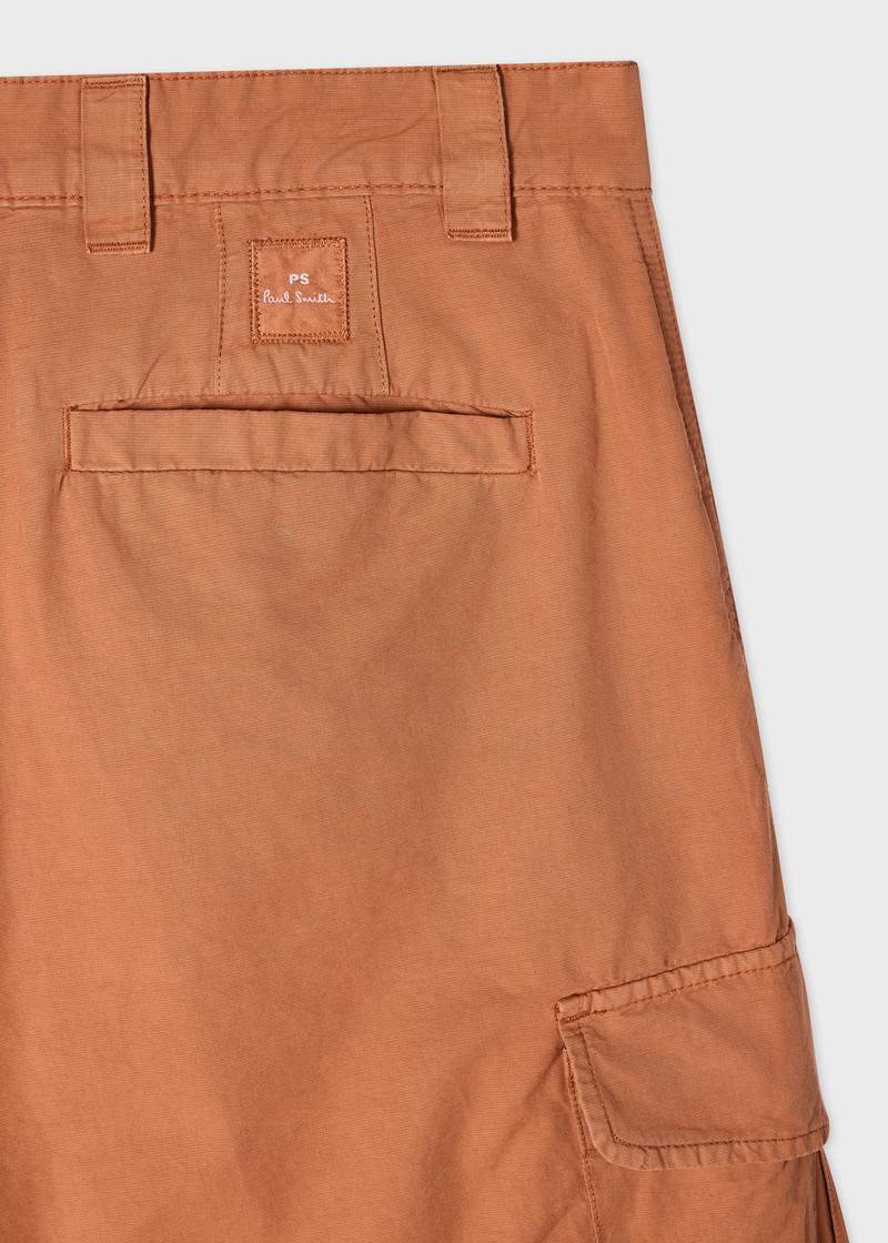 Orange Cotton-Linen Cargo Shorts 4