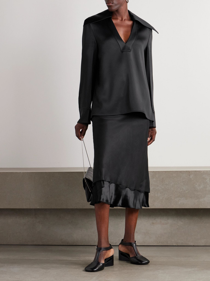 Jil Sander Satin-crepe blouse Black outlook