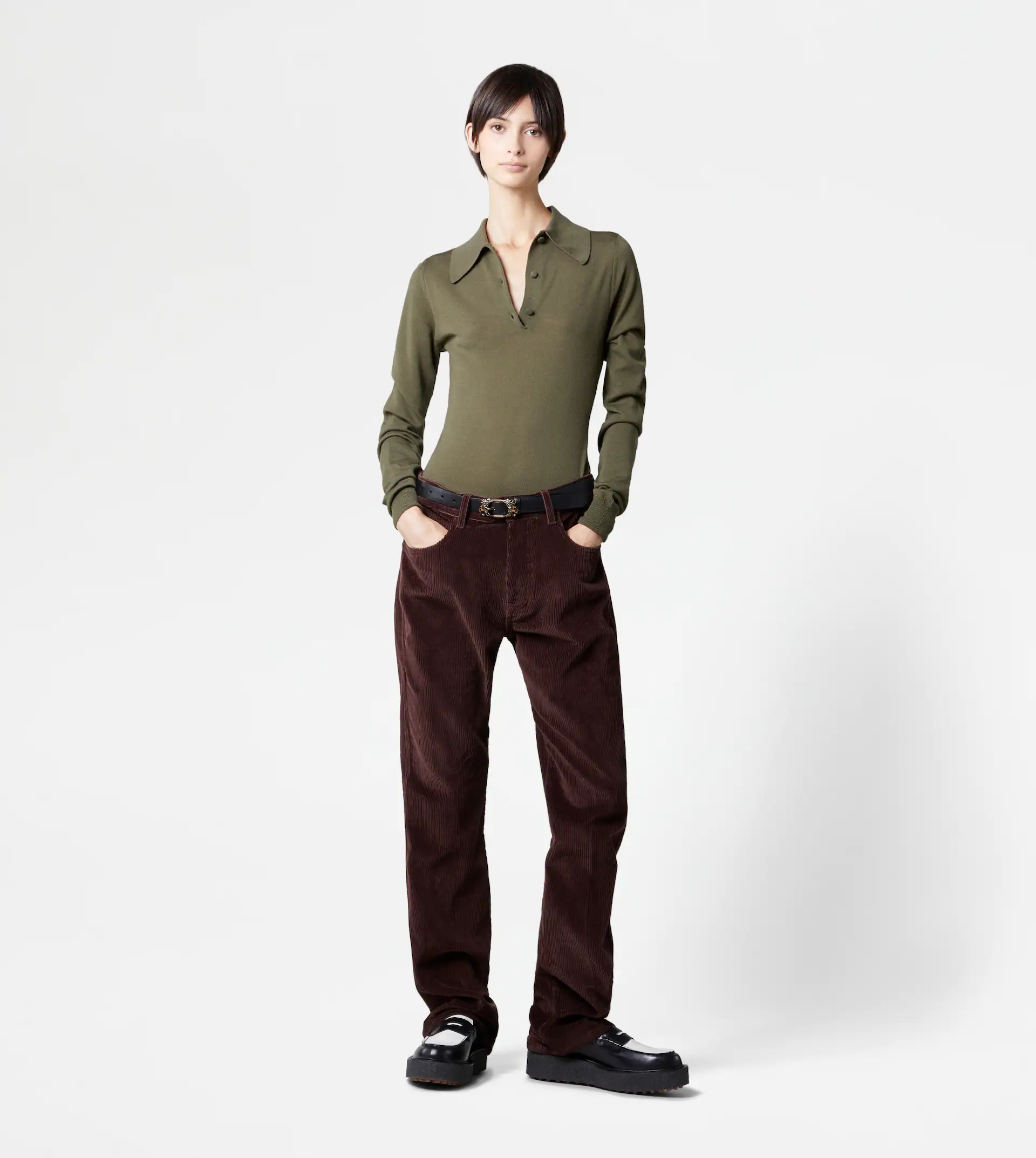 5-POCKET TROUSERS IN VELVET - BROWN - 2