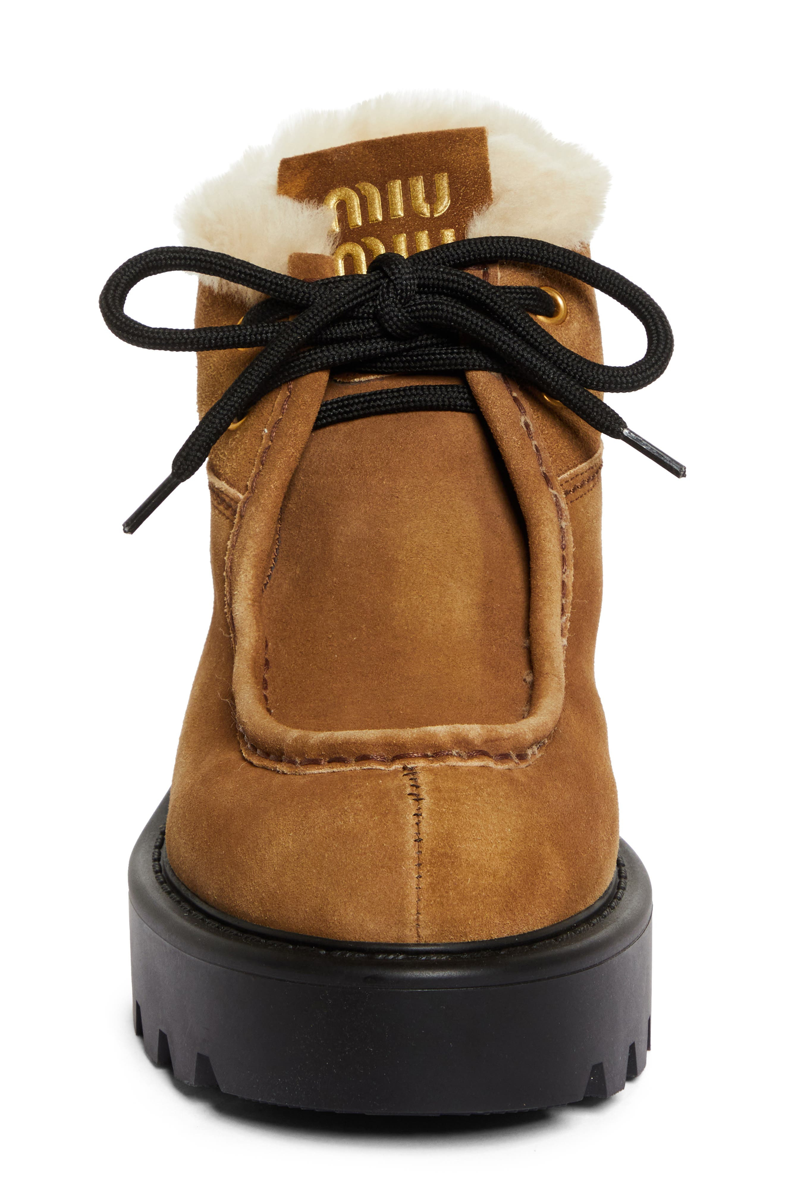 Miu Miu Boyfriend Genuine Shearling Lined Chukka Boot in Cannella at Nordstrom - 4