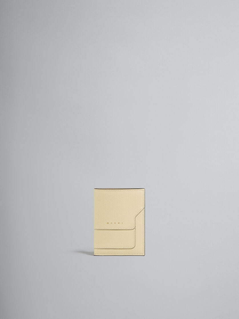 BEIGE SAFFIANO LEATHER BI-FOLD WALLET - 1