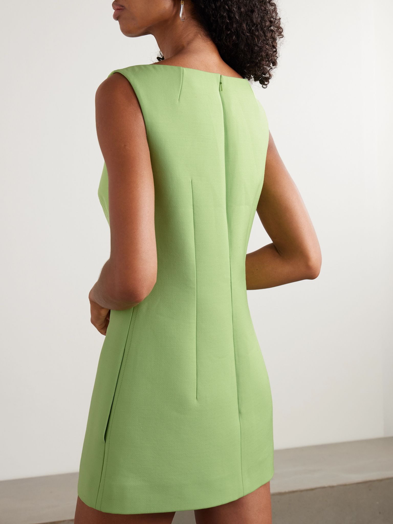 Rifer wool-crepe mini dress Light green - 3