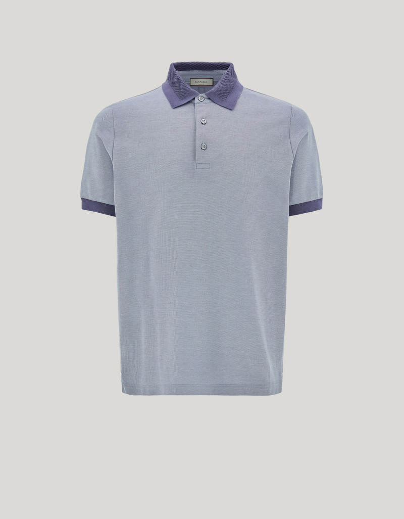 BRIANZA GREEN AND GRAY PURE COTTON POLO SHIRT WITH SAIL COLLAR 1