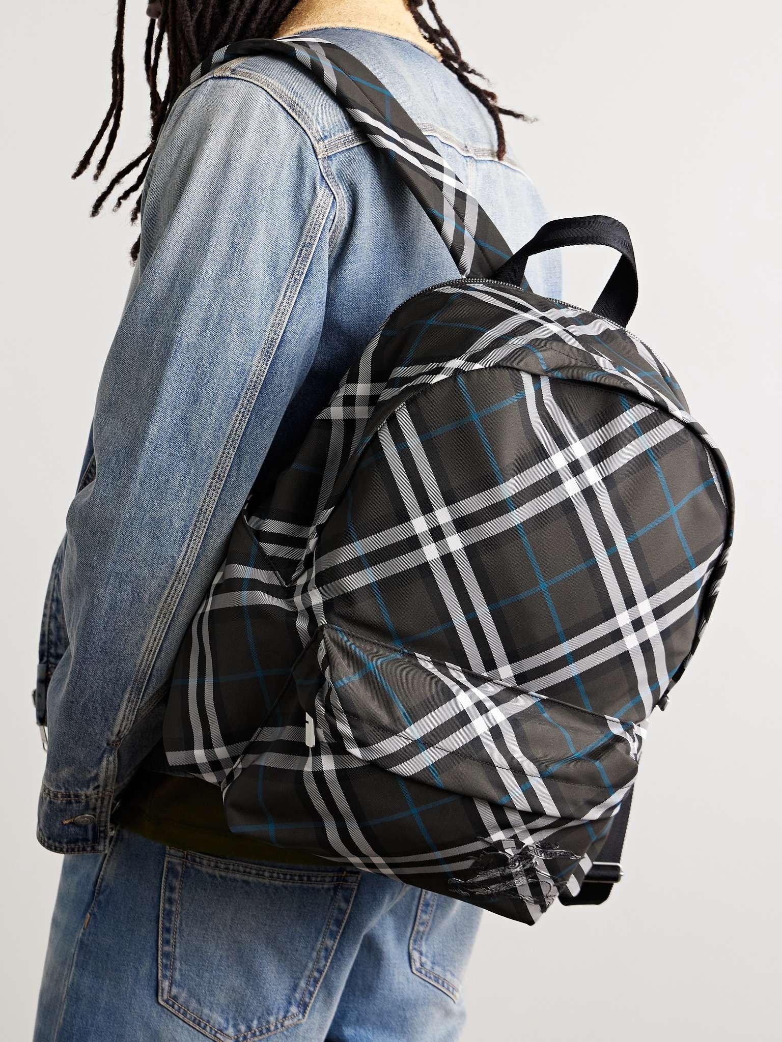 Logo-Embroidered Checked Coated-Canvas Backpack - 2