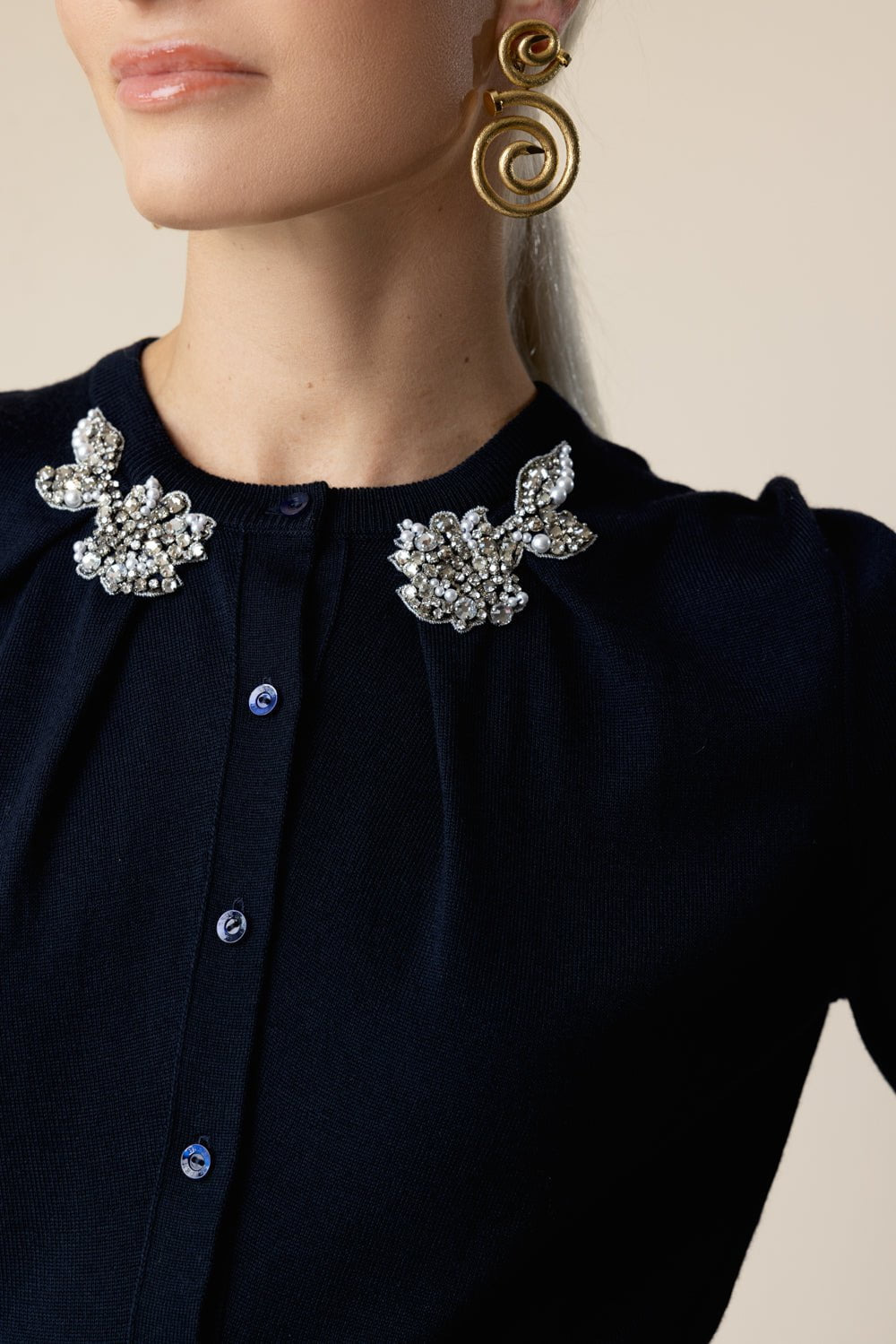 Button Down Cardigan - Navy - 3