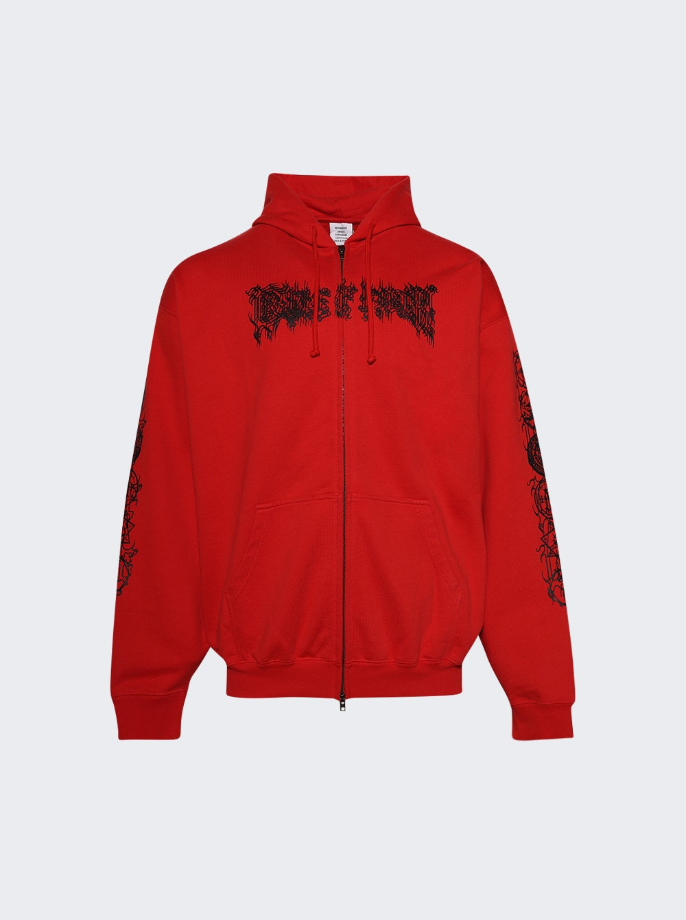 Double Logo Oversized Zip-up Hoodie Red - 1