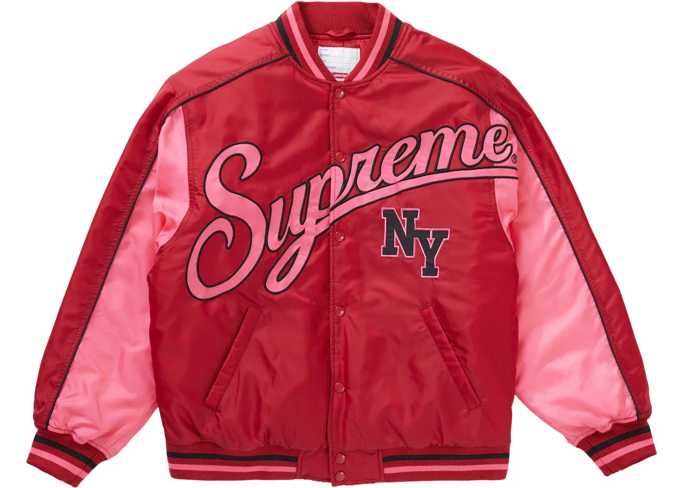 Supreme Contrast Script Varsity Jacket Red - 1