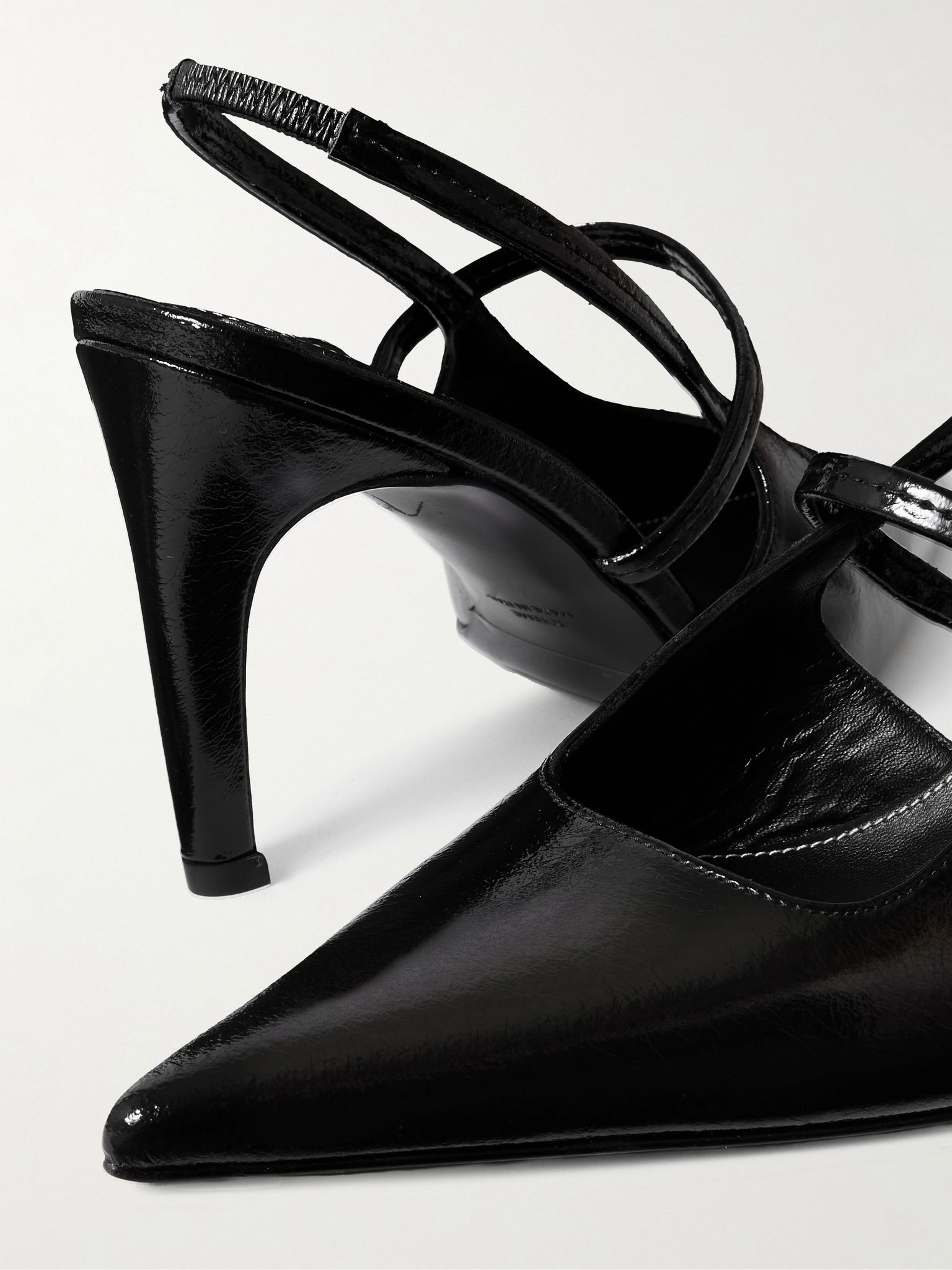 Glossed-leather slingback pumps Black - 4
