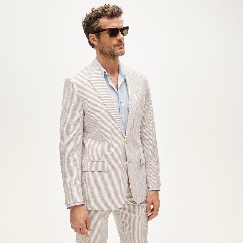 Ludlow Slim-fit suit jacket in cotton seersucker 4