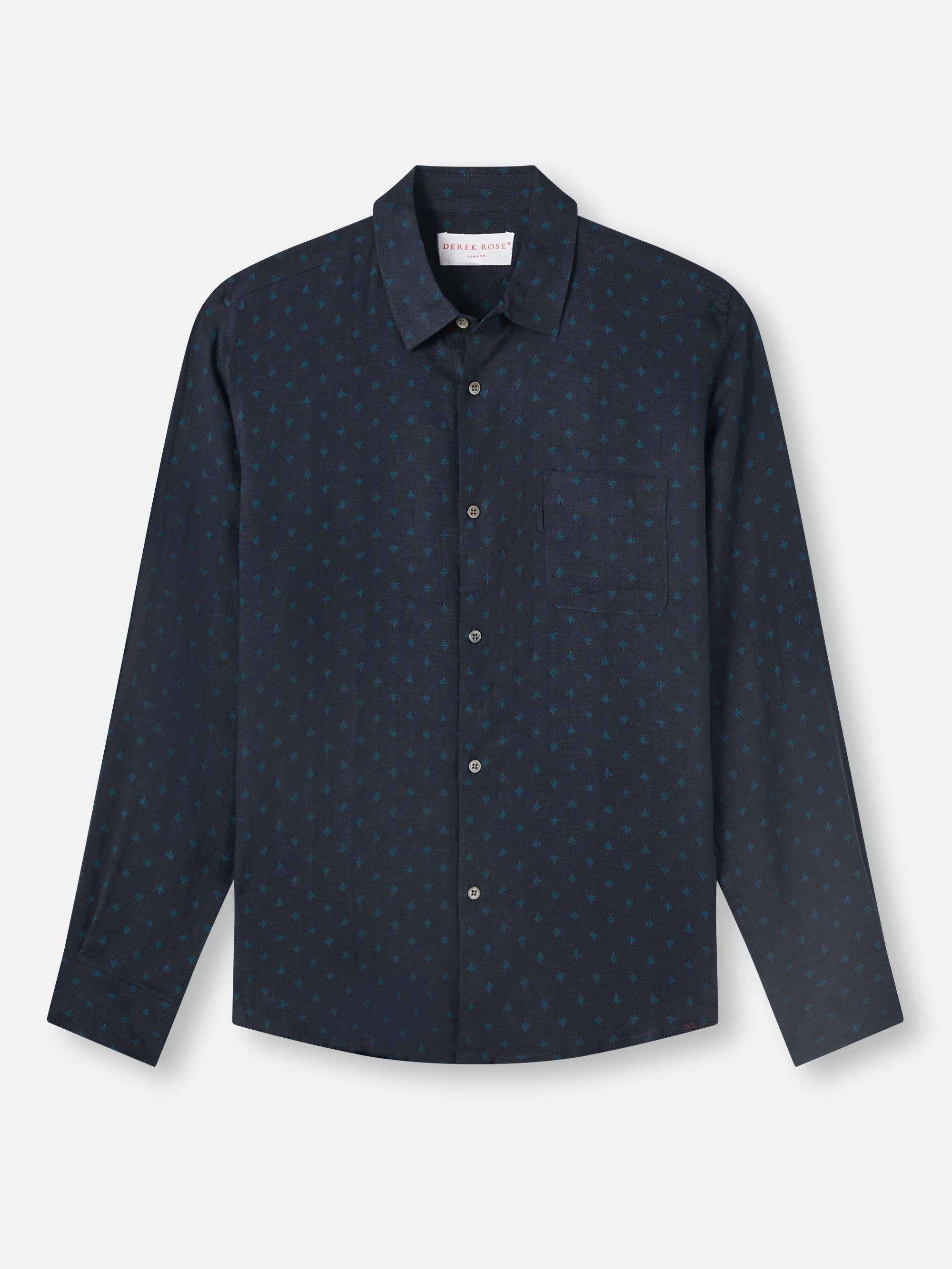 Men's Shirt Milan 25 Linen Navy - 2