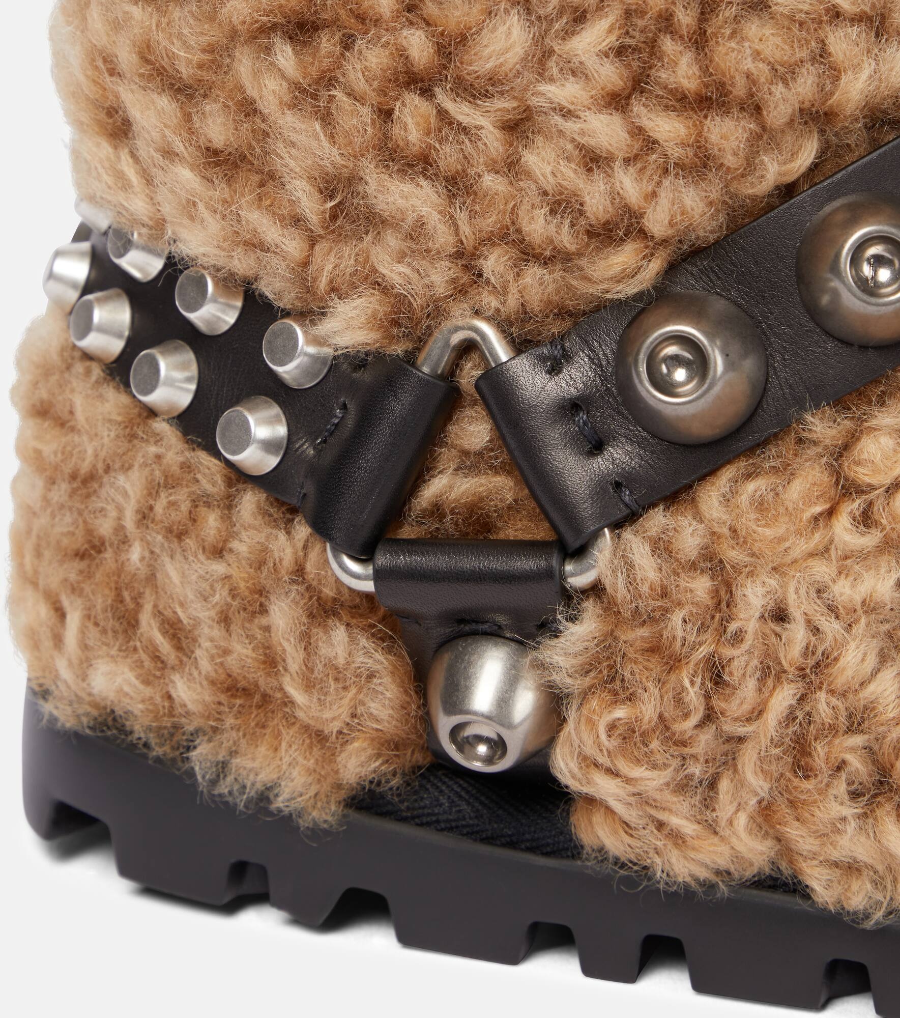 Embellished shearling ankle boots - 6