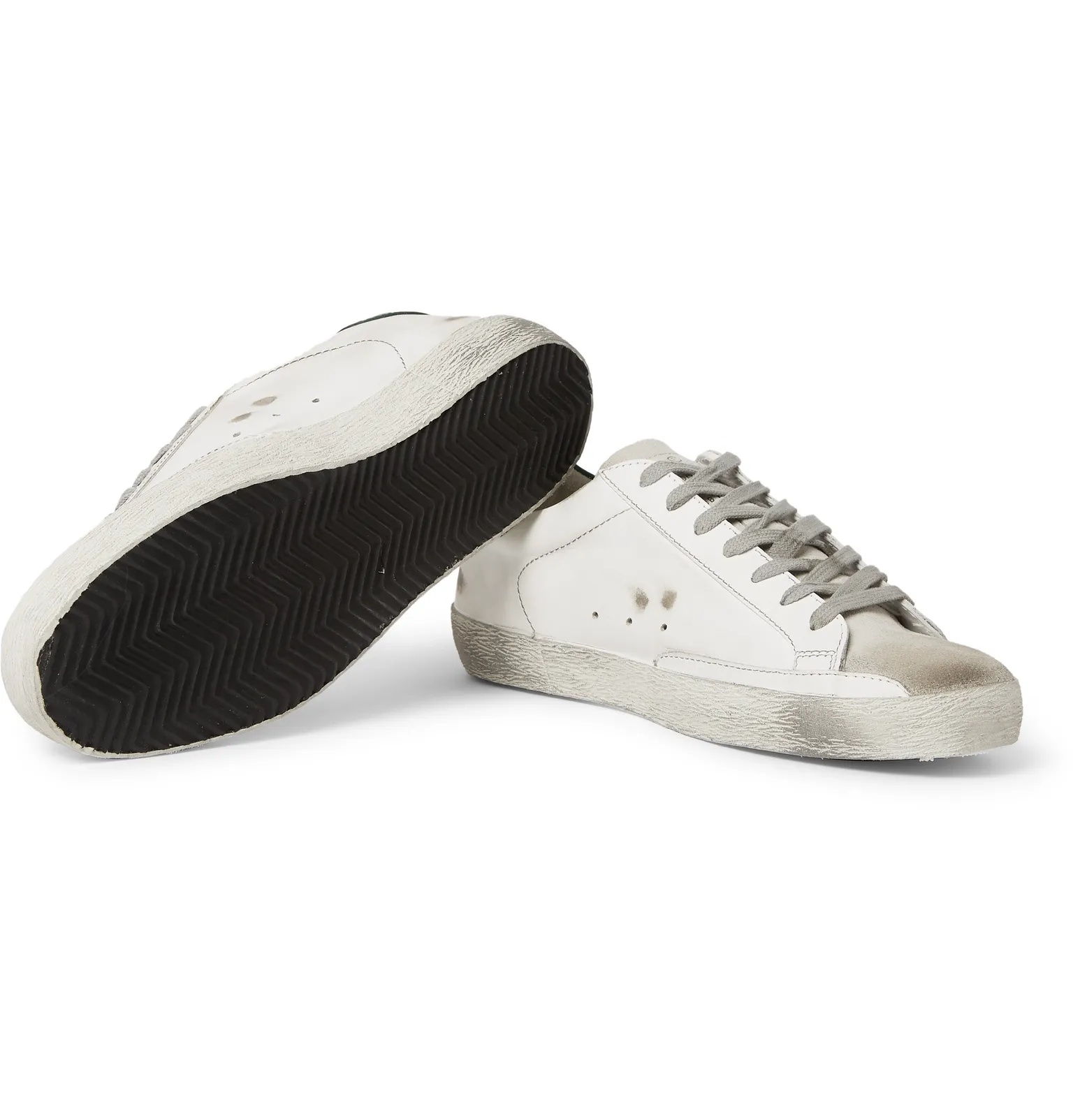 Superstar Distressed Leather and Suede Sneakers - 3