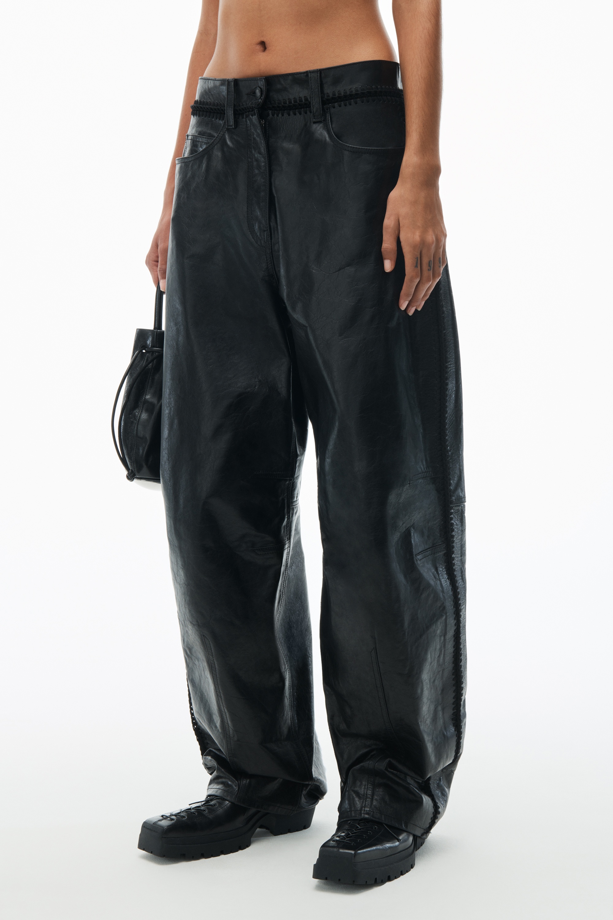 Low Waist Crochet Leather Trouser - 3