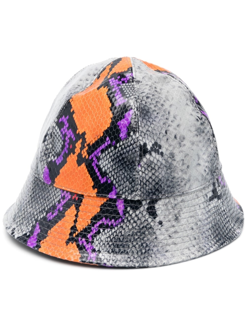 snakeskin leather bucket hat - 1