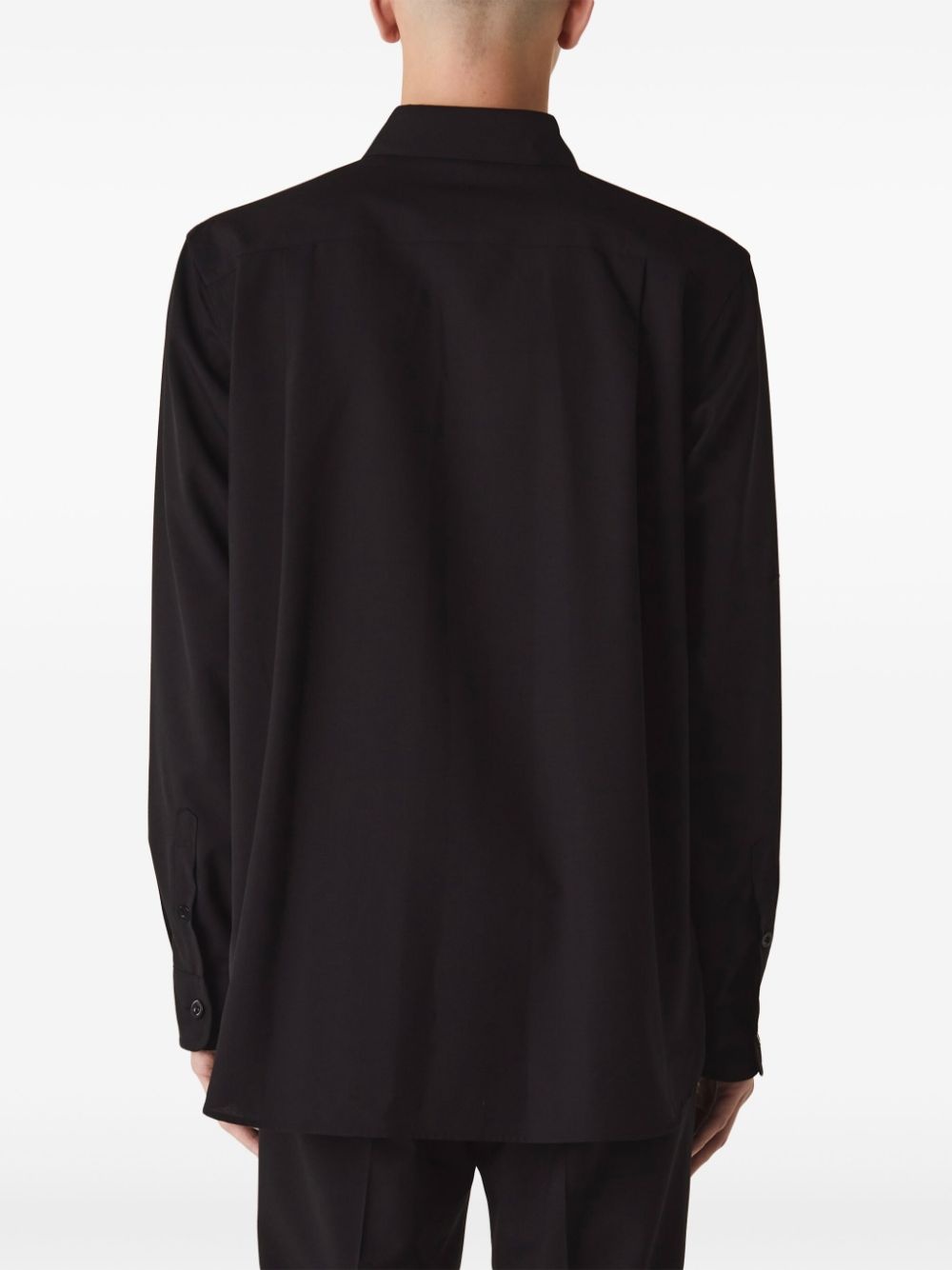 pleat-detail button-up shirt - 3