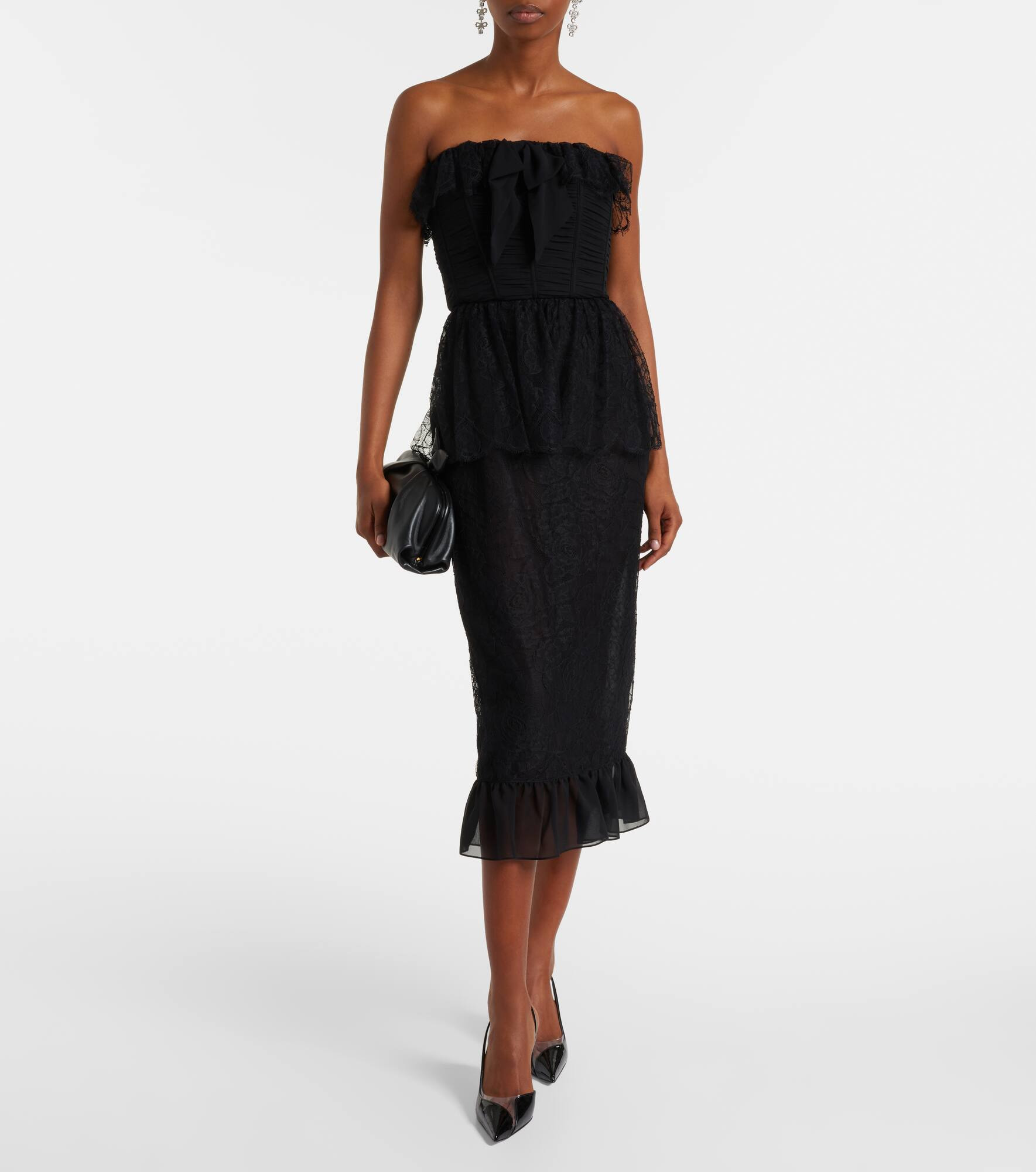 Lace and silk georgette bustier dress - 2