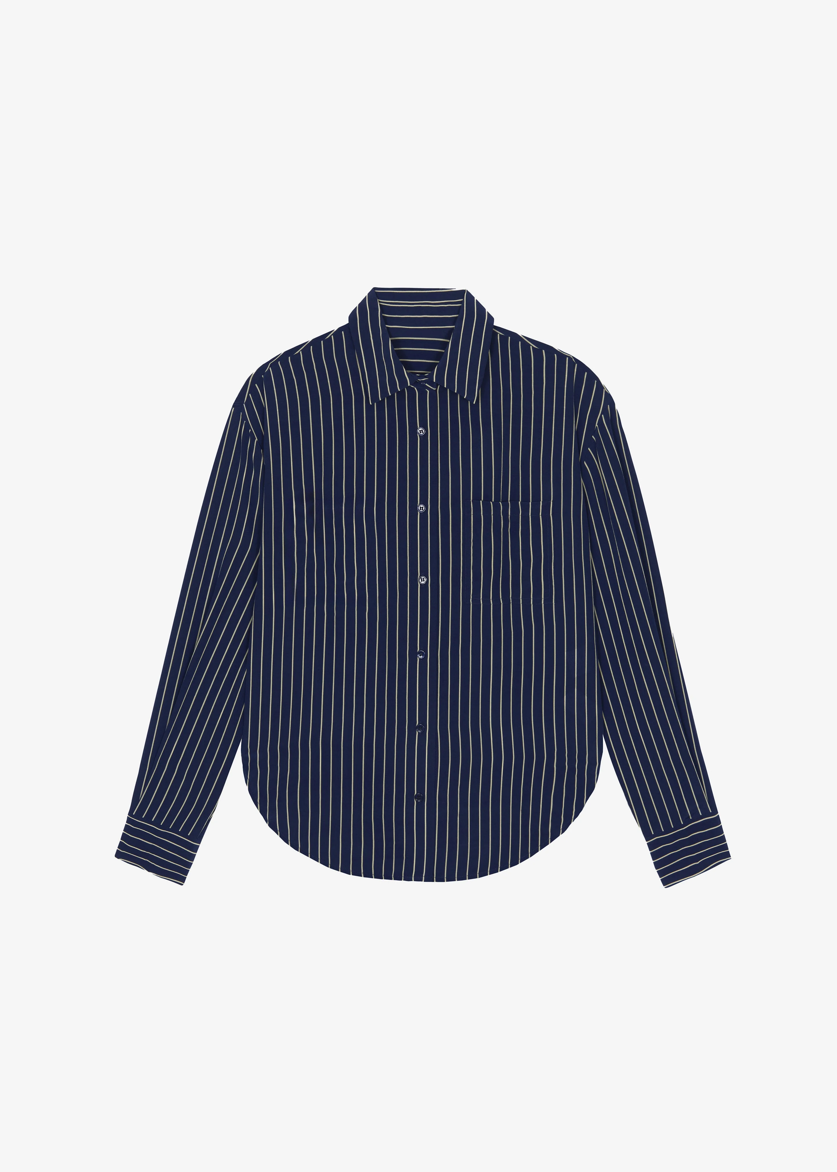 Lui Striped Shirt - Navy/Beige Pinstripe - 1