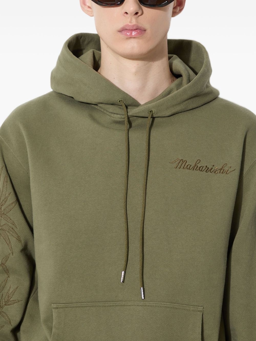 bamboo-sleeve embroidered hoodie - 5
