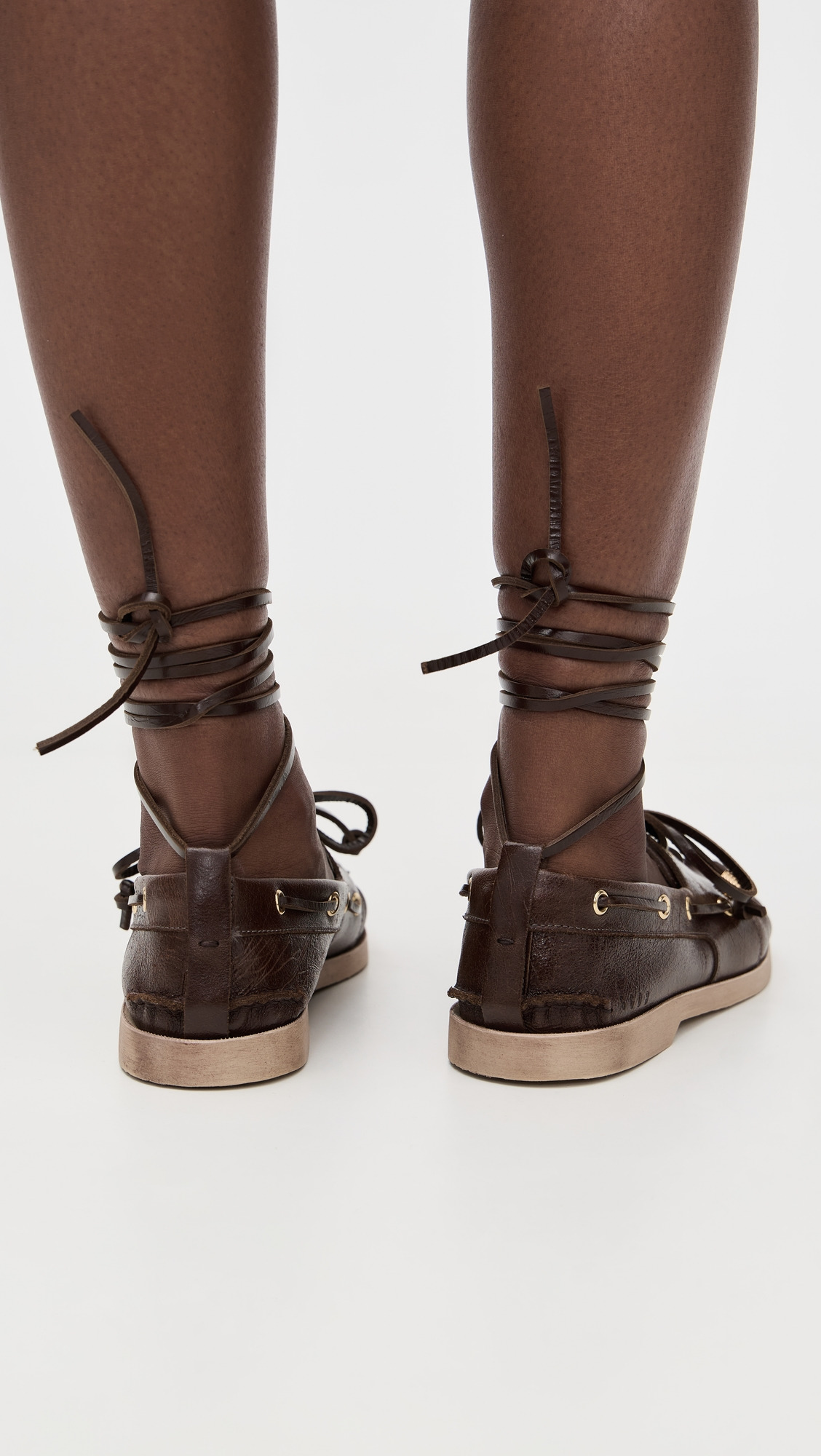 Wrinkled Leather Boat Shoes - 3