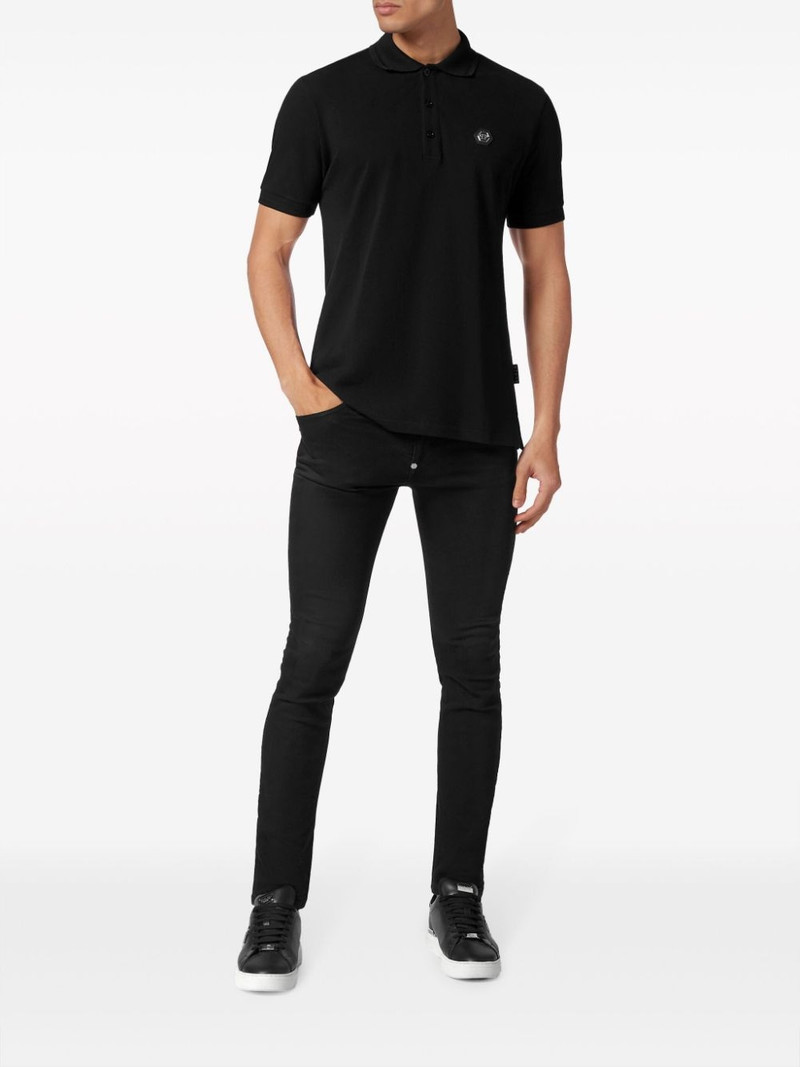 PHILIPP PLEIN skull-print rhinestone-embellished polo shirt outlook