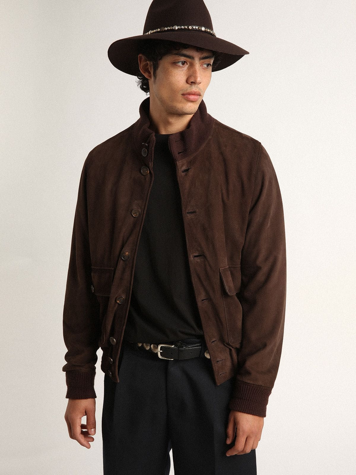 Golden Collection flight jacket in dark brown suede - 2