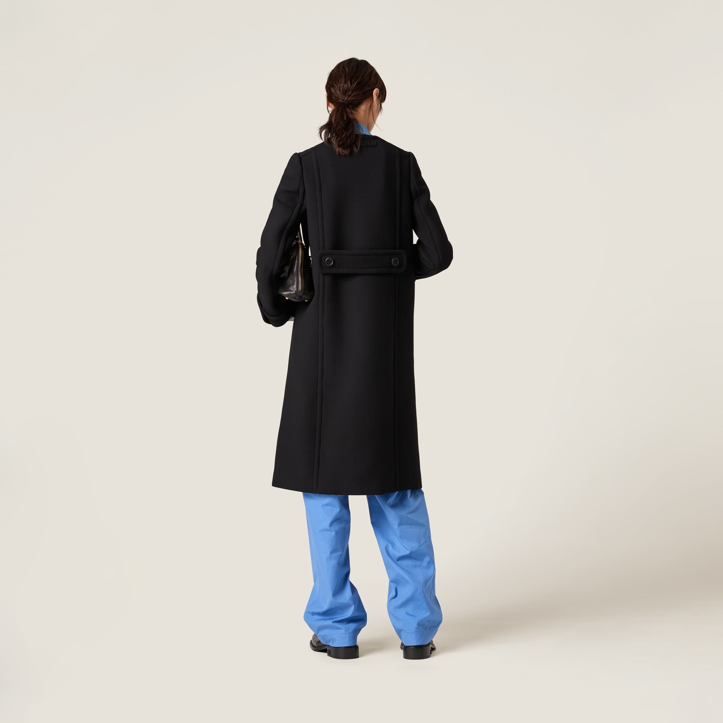 Natté toile double-breasted coat - 3