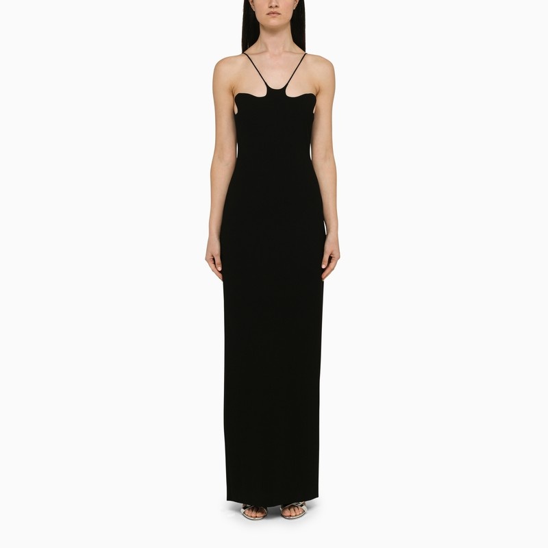 Black long dress with slit - 1