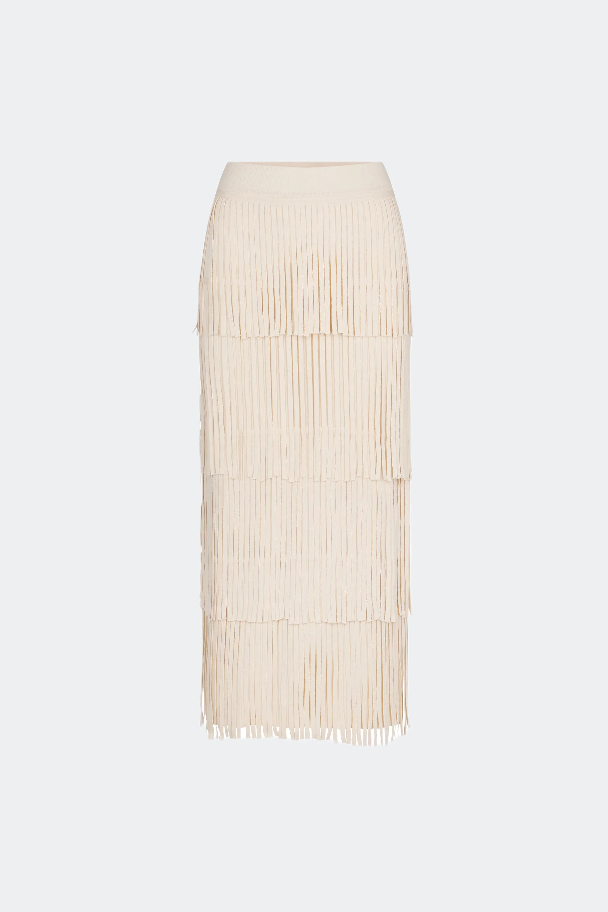 Za Za Knit Fringe Skirt in Ivory - 1