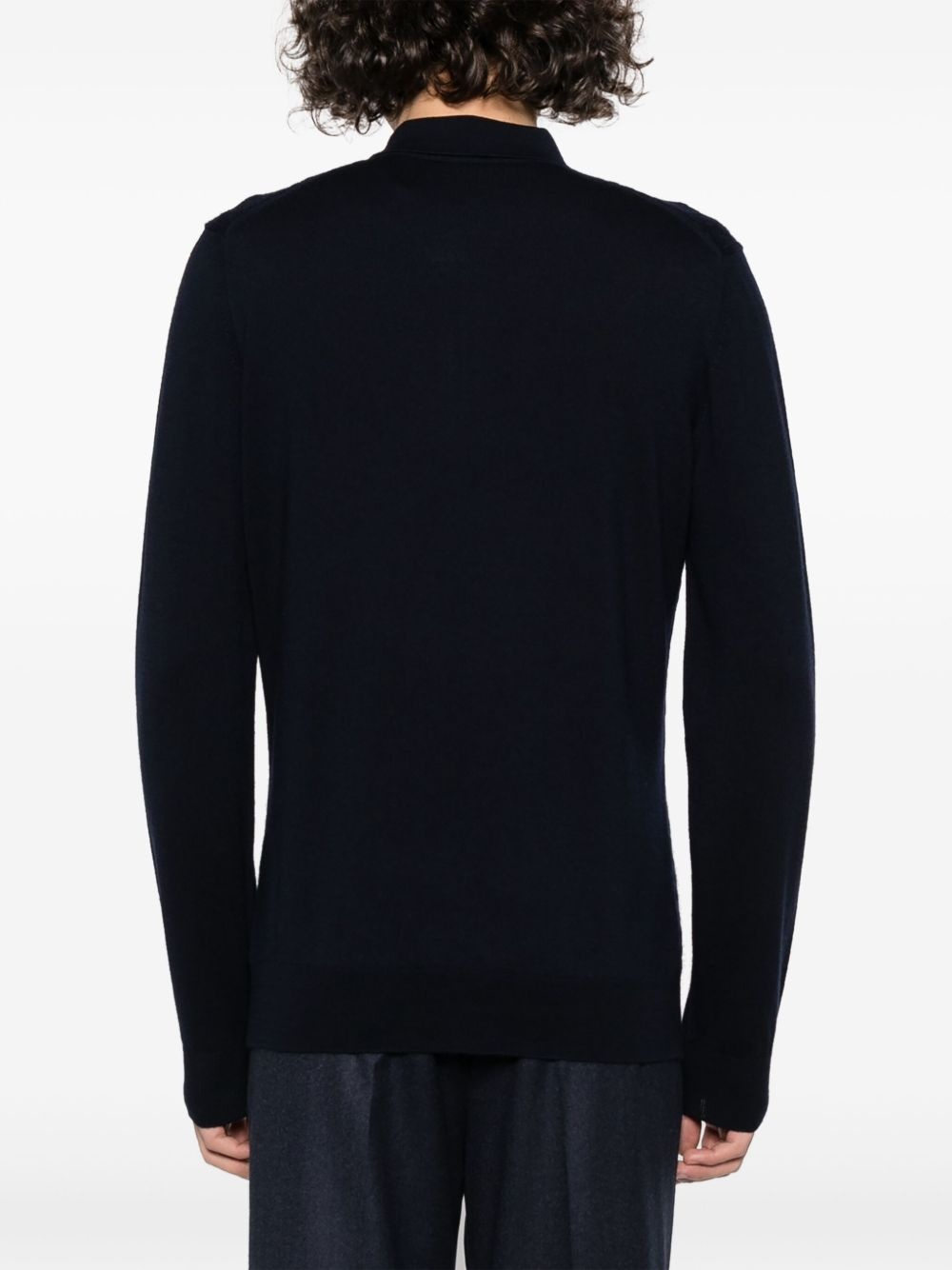 long-sleeved virgin wool polo shirt - 4