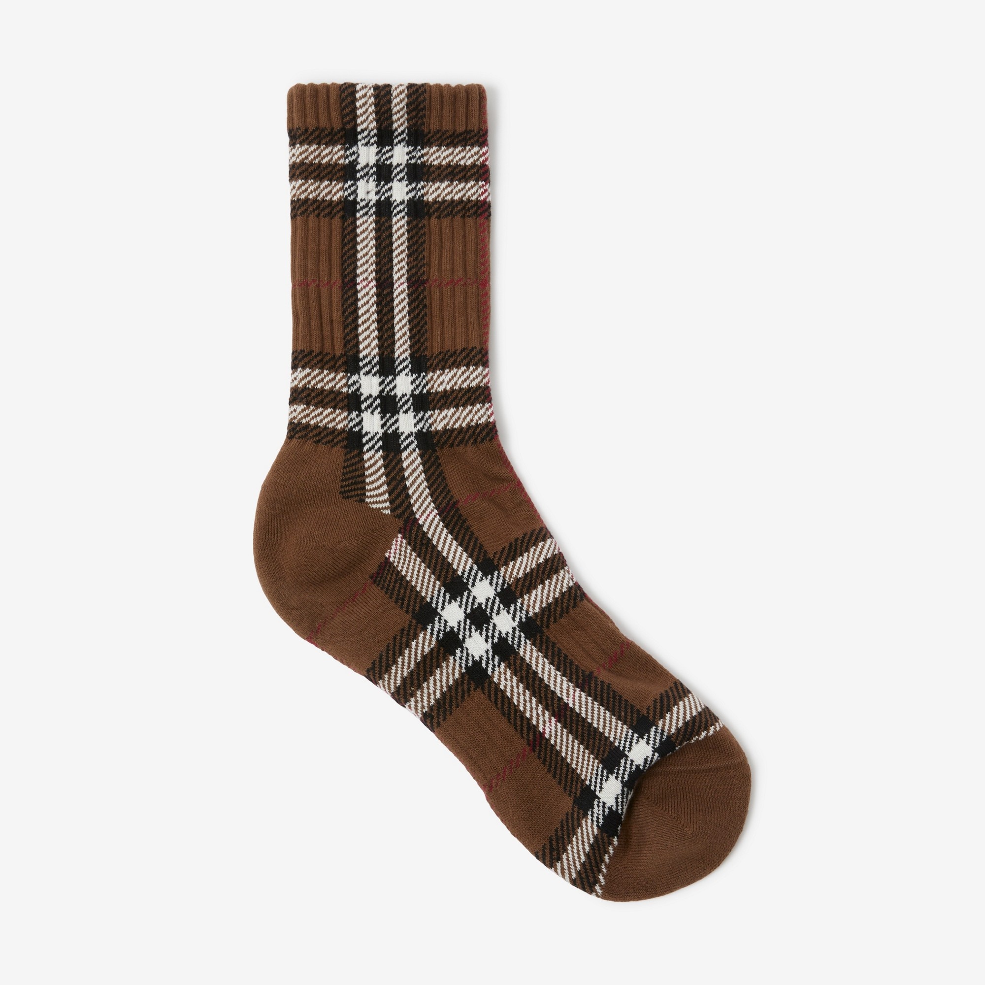 Check Intarsia Technical Stretch Cotton Socks - 1