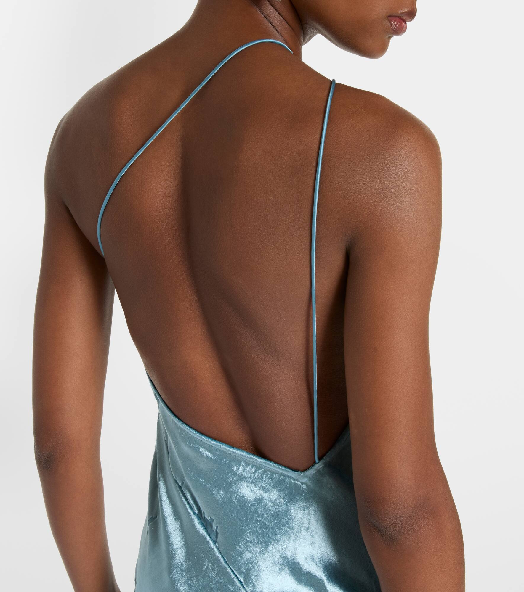 Asymmetric velvet gown - 7
