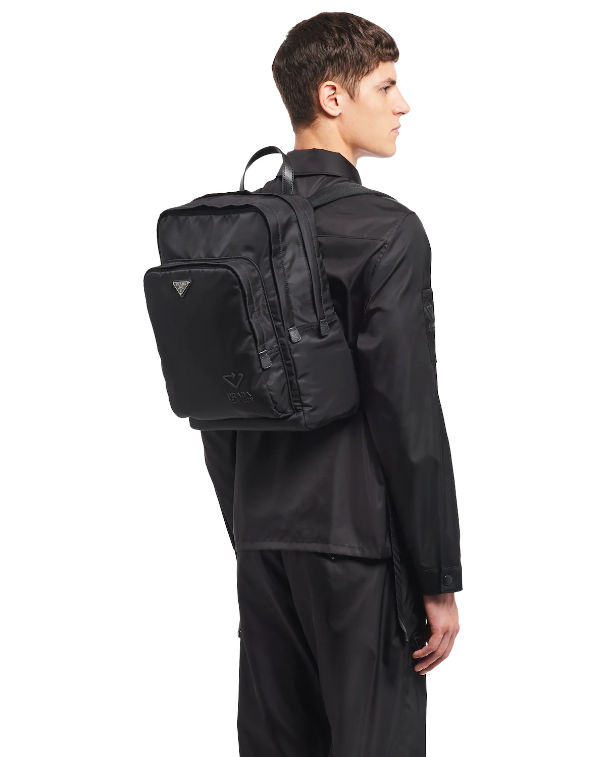 Re-Nylon and Saffiano leather backpack - 2